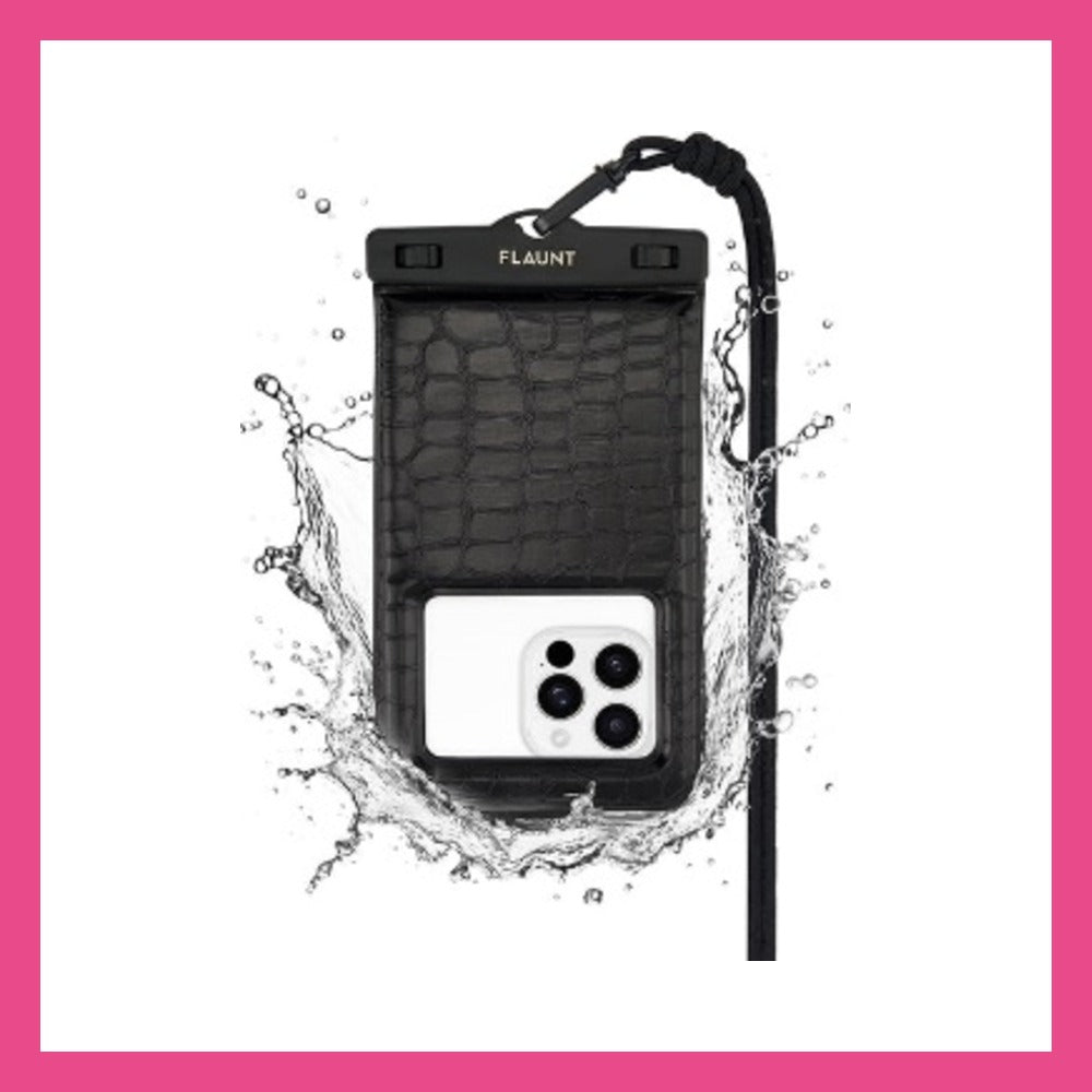 Flaunt 防水浮水手機袋 大碼 黑色鱷魚紋仿皮