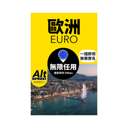 Alt Speed 歐洲 7天 無限上網電話卡