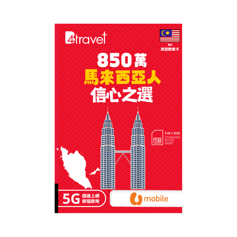 B4travel 馬來西亞 4日 6GB 5G 無限上網卡