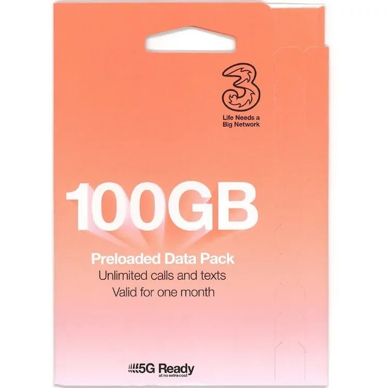 3UK 英國+全球(英美澳紐、歐洲多國等) 30天 100GB 高速上網電話卡 (含通話)