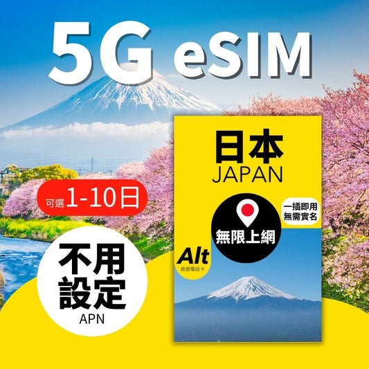 Alt 日本無限上網 eSIM (1-10日)