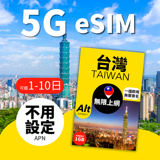 Alt 台灣無限上網 eSIM (1-10日)
