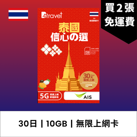 B4travel 泰國 30日 10GB 5G 無限上網數據卡 / eSIM
