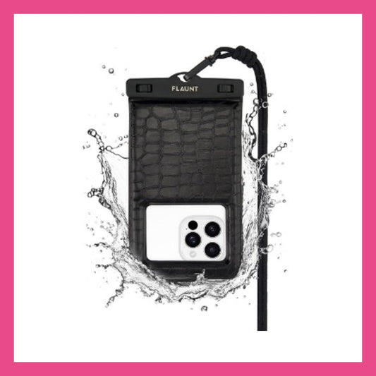 Flaunt 防水浮水手機袋 大碼 黑色鱷魚紋仿皮