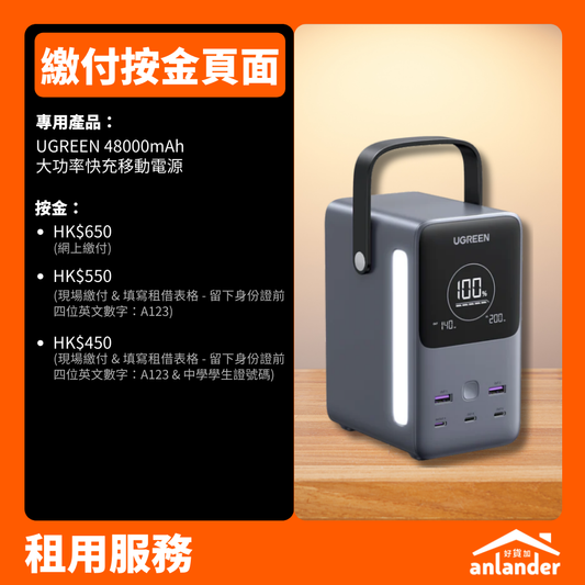 租用按金｜UGREEN 48000mAh 大功率快充移動電源