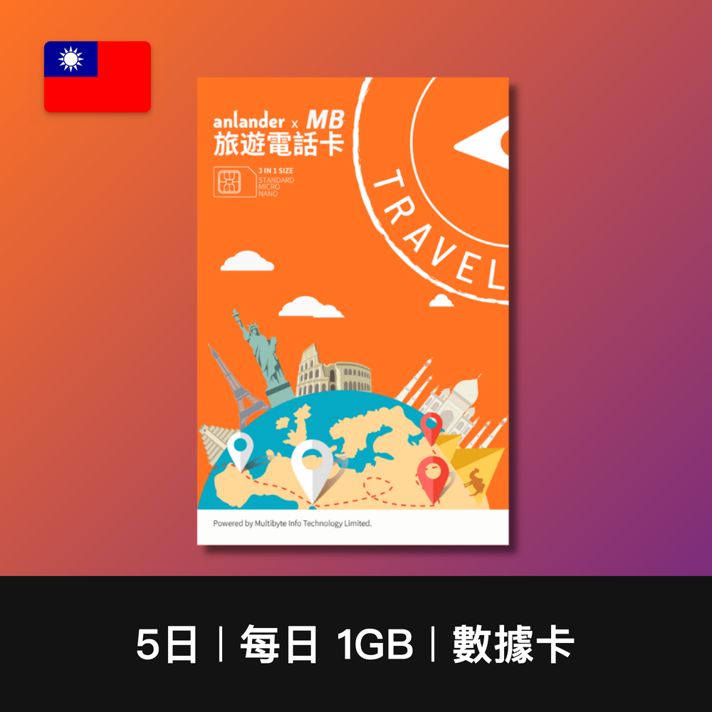 【anlander x MB】台灣（每日 1GB）數據卡（3日-10日）