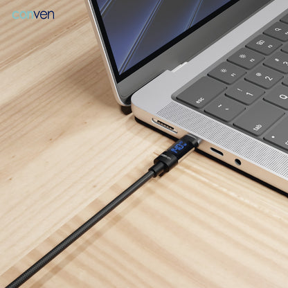 CONVEN USB Type-C 140W PD 3.1 LED顯示快速充電線