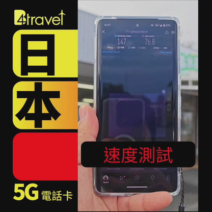 B4travel Plus 三網絡 日本 5日 5GB 5G 無限上網電話卡